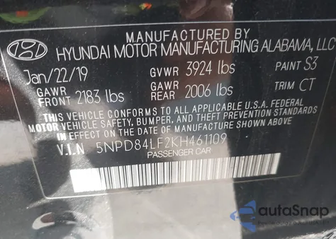 2019 Hyundai Elantra Value Edition из США, поврежденный, VIN 5NPD84LF2KH461109